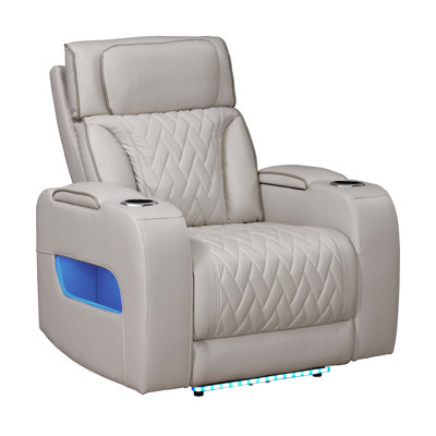 Power Reclining Chair With Power Headrest, LED Lights, Recliner Chair With USB And USB-C Ports, Cupholders