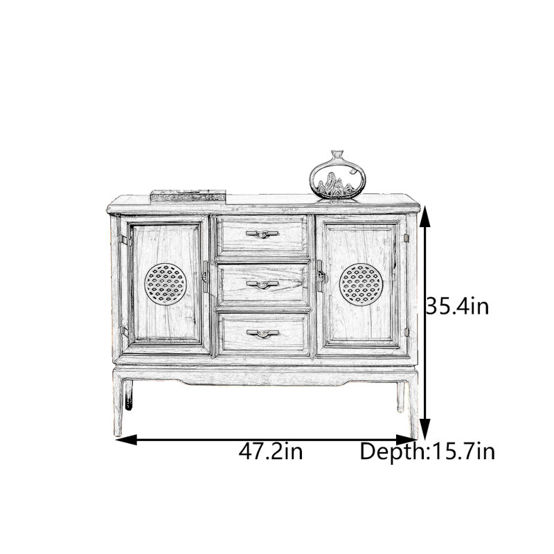 Solid Camphor Wood Entryway Cabinet