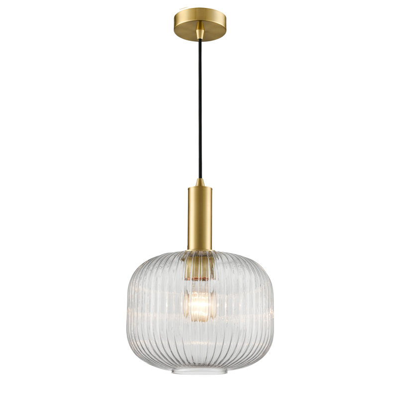 Alizza 1 - Light Single Pendant, White, 19.6cm H x 10cm W x 10cm D, Satin Brass