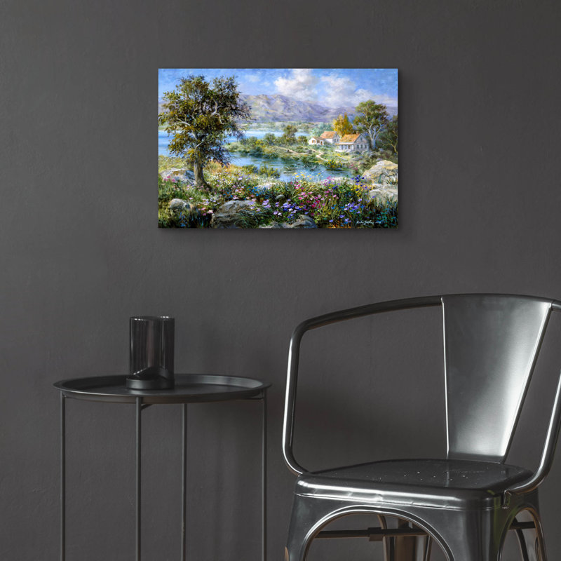  «Enchanted Cottage» par Nicky Boehme, art mural en verre acrylique, 24 po x 16 po, H 16 po x l 24 po