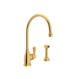 Georgian Era Single Handle Kitchen Faucet with Accessories