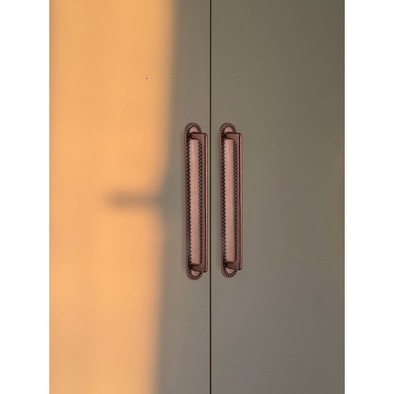Poignées ornées d'armoire à bord tressé pour armoires de cuisine, commodes, tiroirs et meubles, 7 14/25", Cuivre antique