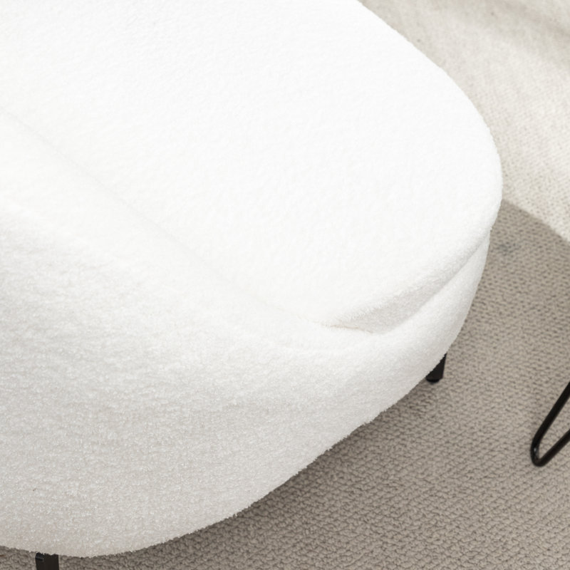 Fauteuil demi-tonneau rembourré Bula, Polyester blanc