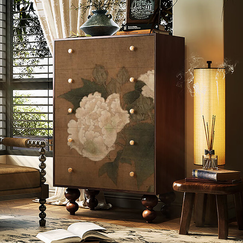 Armoire de rangement haut de gamme à tiroirs décoratifs rétro