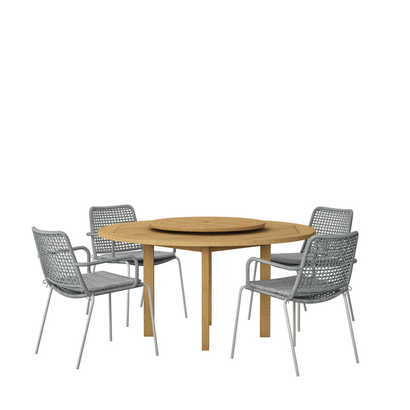 Ensemble de salle à manger en aluminium avec coussins 59 po Anautica