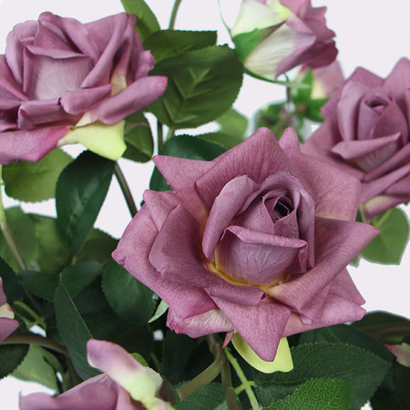 Fleur à 3 roses real touch, Jaune champagne, 1 tige