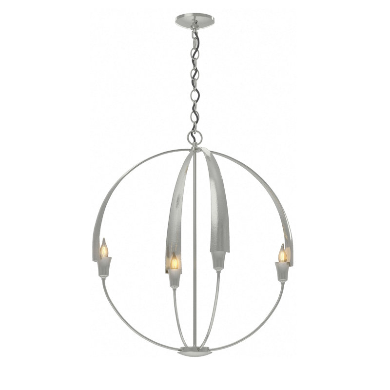Lustre sphérique à 4 lumières Cirque, H 28,2 po x l 25,3 po x P 25,3 po, Argenté