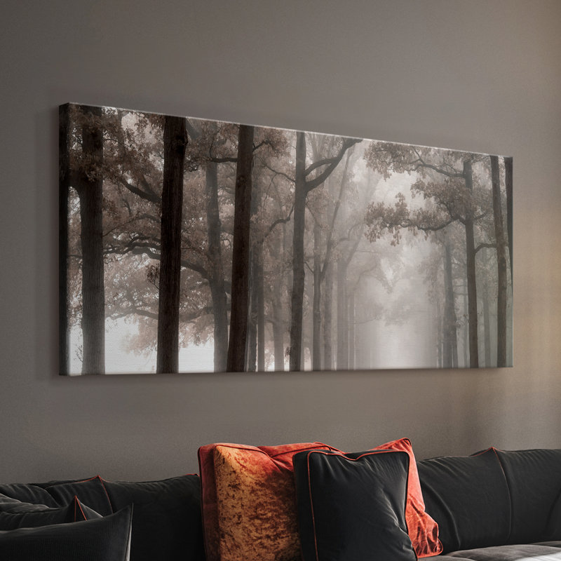 Misty Road - Toile tendue avec châssis - Prêt à accrocher, H 16 po x l 32 po