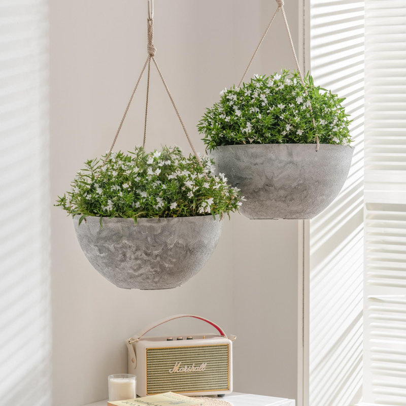 Boxdale Hanging Planter, Marble Pattern, 6.3" H x 13.2" W x 13.2" D