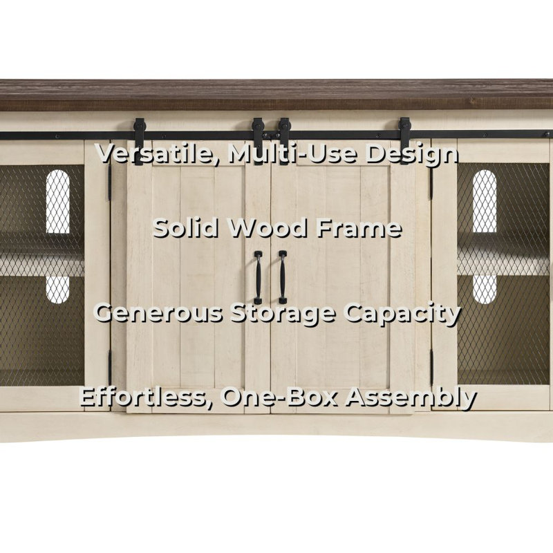 Kinsella Solid Wood TV Stand, Cream/Brown