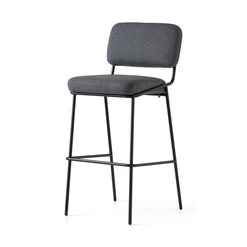 Sixty Upholstered Counter Stool with Metal Frame, Black, Counter Stool (25.63" Seat Height), Painted Brass
