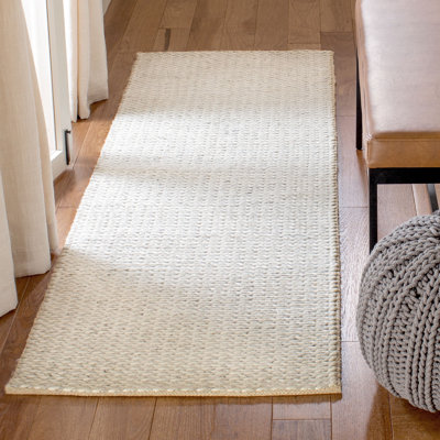 Tapis en laine / viscose tissé à la main Natura en argent / ivoire