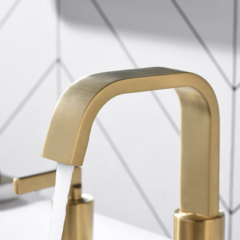 Robinet de salle de bain espacé à deux poignées de 6 à 10 po avec drain Dayani - or brossé, Or brossé