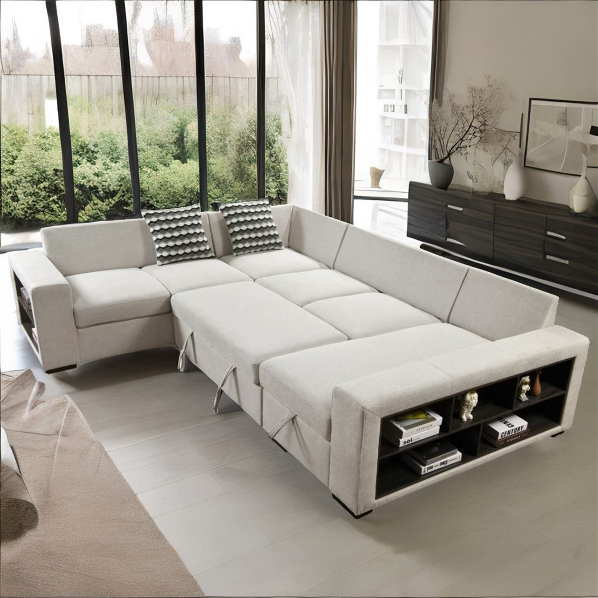 Latitude Run® Modern U Shaped 7 Seat Sectional Sofa Couch With Cabinet ...