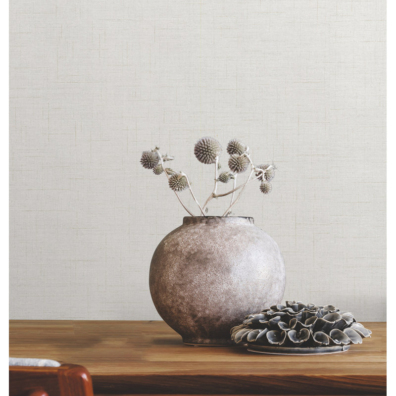 Papier peint simili tissu blanc cassé Leon, Blanc