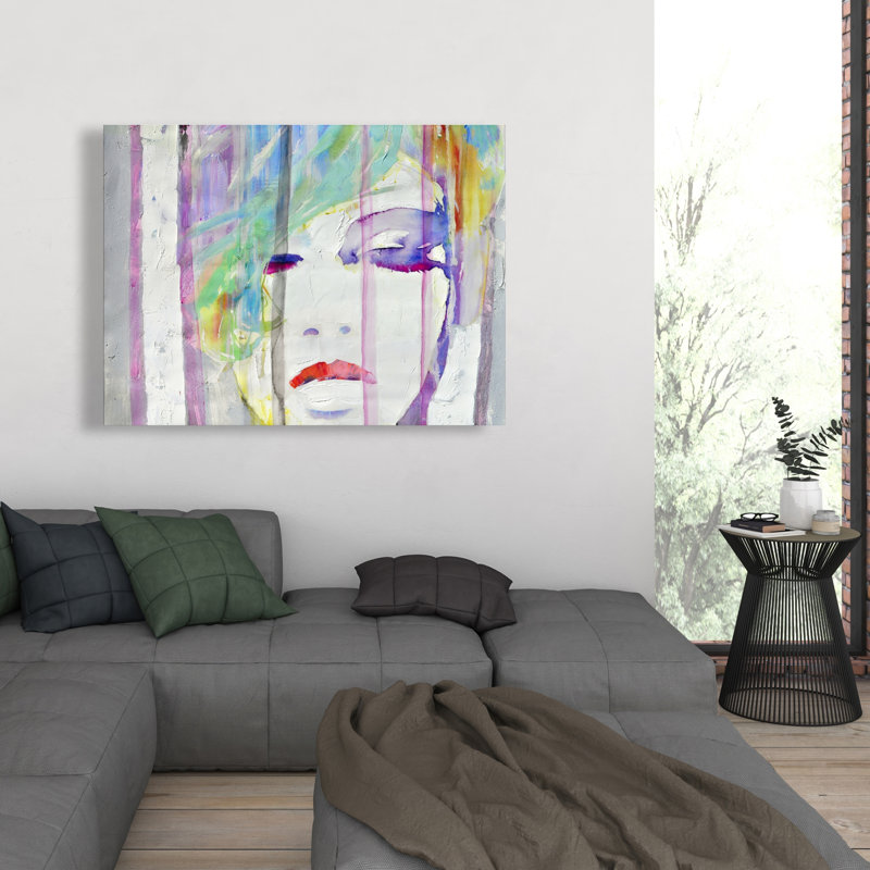 Portrait abstrait coloré - Décoration sur toile turquoise