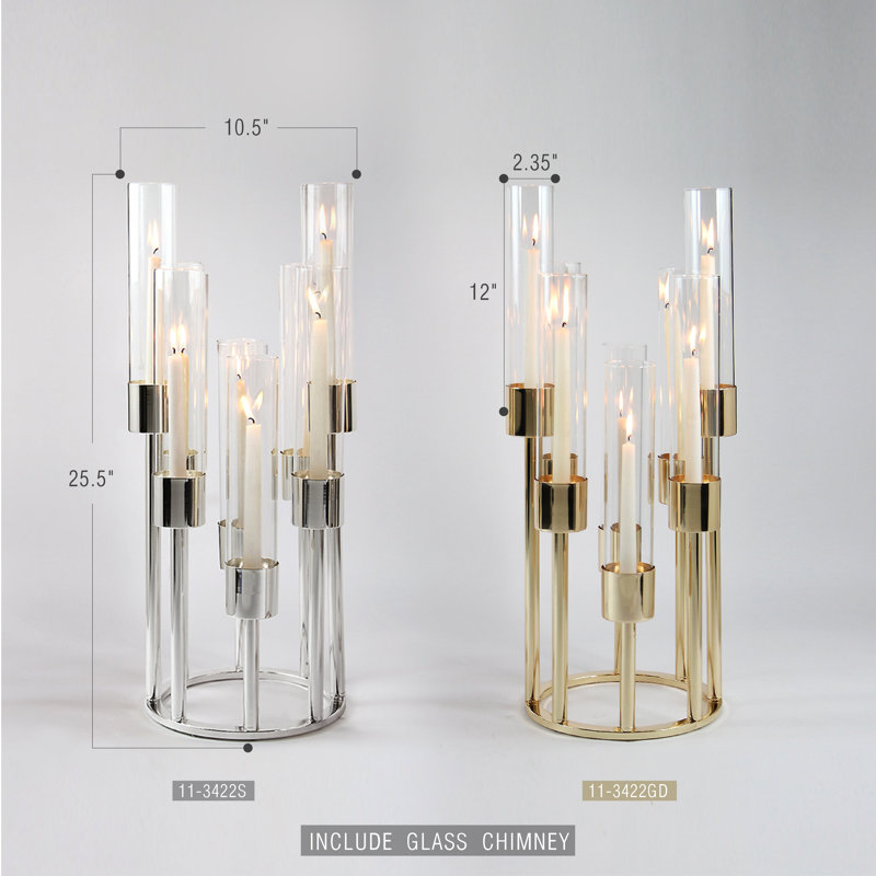 Aura Octet Tabletop Candelabra, Silver