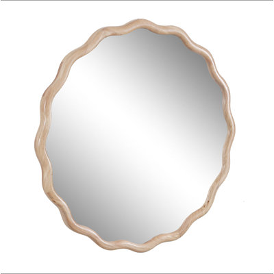 Solid Wood Wavy Mirror Vanity Mirror-Wood Wall Decor Modern Mirror Wall Decor For Bathroom, Bedroom, Living Room, Dining Room, Cloakroom, Entryway