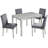 5-Piece Neutral Gray Wood Dining Set with Rectangular Table and 4 Upholstered Chairs