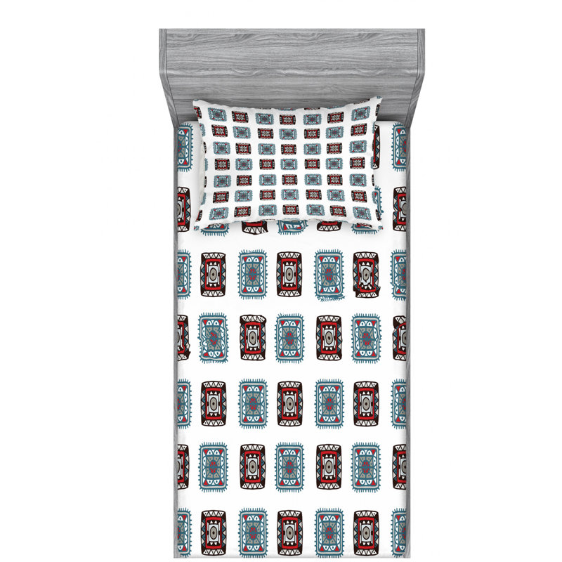 Microfiber Geometric Sheet Set, Twin Sheet Set with Fitted Sheet