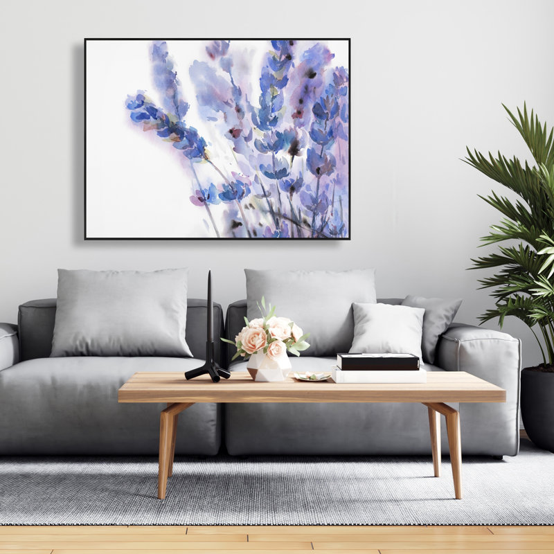 Aquarelle fleurs de lavande - Toile encadrée