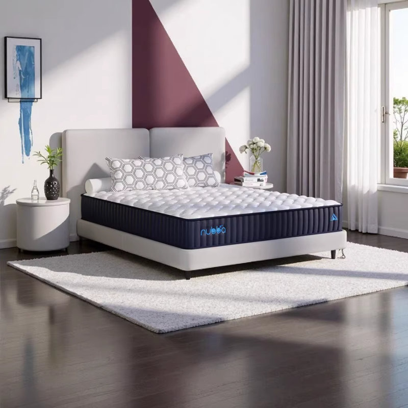 NUBBA 12" Twin Size Premier Luxury Hybrid Mattress - Firm, White, Made in USA, Twin