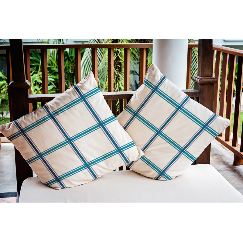 Autumn Blue Geometric Polyester Square Throw Pillow