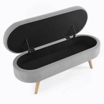 Ottoman Oval Storage Bench With Rubber Wood Legs