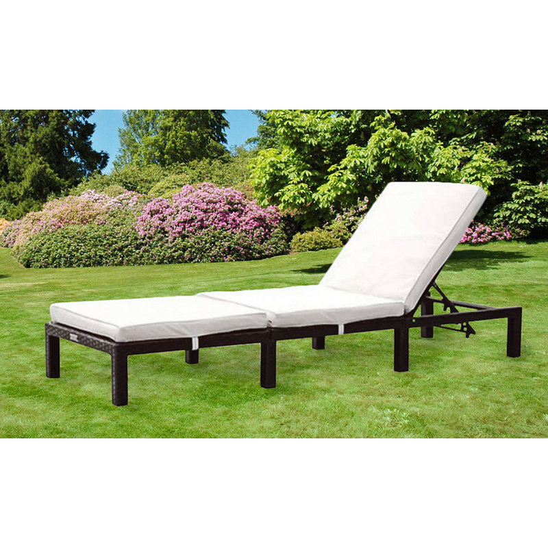 Janelle 195cm Long Reclining Single Chaise with Cushions, Black