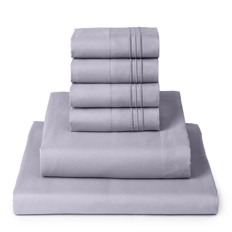 Ensemble de draps 6 pièces Mellanni 1800, Lavande, Ensemble de draps pour lit double avec 2 taies d'o