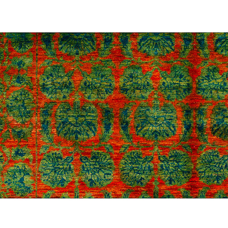 Hand Knotted Silk Area Rug in Rust