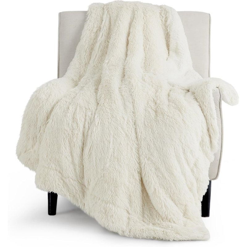 Jeté doux 50 po x 60 po en fausse fourrure Sherpa Gentlesoft, Blanc