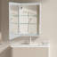 30X20 Inch LED Bathroom Medicine Cabinet Surface Mounted Cabinets With Lighted Mirror  White Left Open