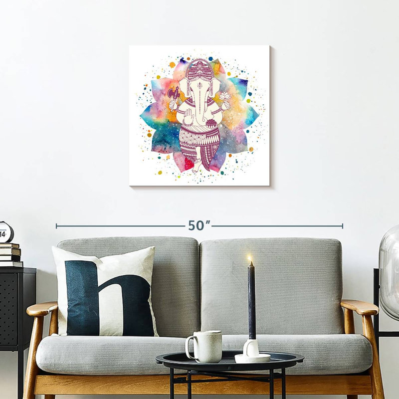 Javetta Paint Splash Lord Ganesh, 24" H x 24" W