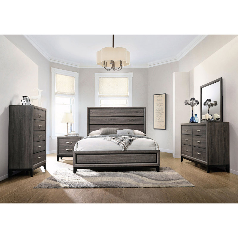Table de chevet 2 tiroirs Grey Oak