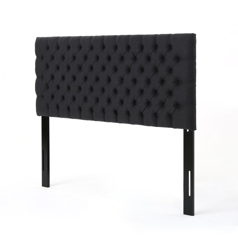 Tufted Upholstered Queen Size Bed Headboard In Modern Button Design, Adjustable Solid Wood Head Board, Solid Wood Head Board With Durable Metal Legs In Bedroom