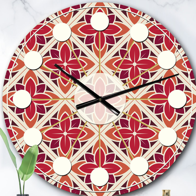 Horloge murale rétro Mid-Century, Petit, Rouge