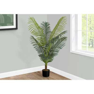 Faux arbre d'intérieur de 47 po avec feuilles en pot de poterie noir intérieur