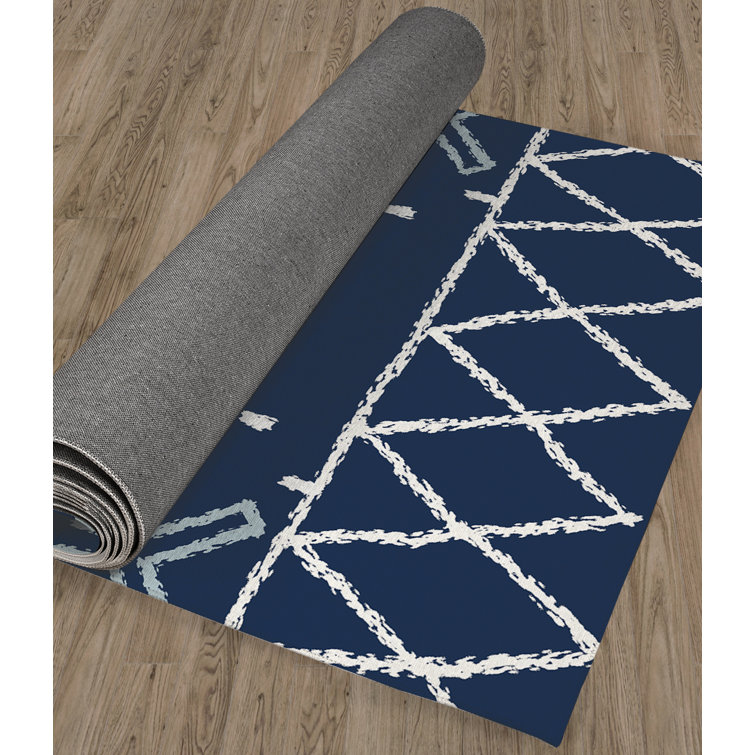 Geometric Machine Woven Cotton/Polyester Area Rug in Blue Foundry Select Rug Size: Rectangle 6'5 x 9'5