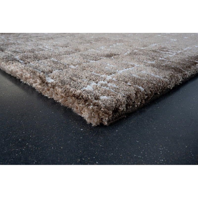 Tapis en polyester recyclé brun et ivoire Nube Genoa, Rectangle 5 pi 3 po x 7 pi 6 po