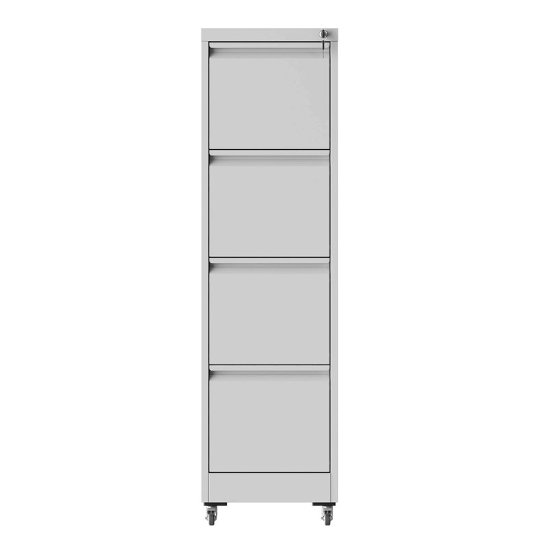 Classeur vertical à 4 tiroirs verrouillables en métal sur roulettes - Armoire verrouillable robuste pour la maison et le bureau