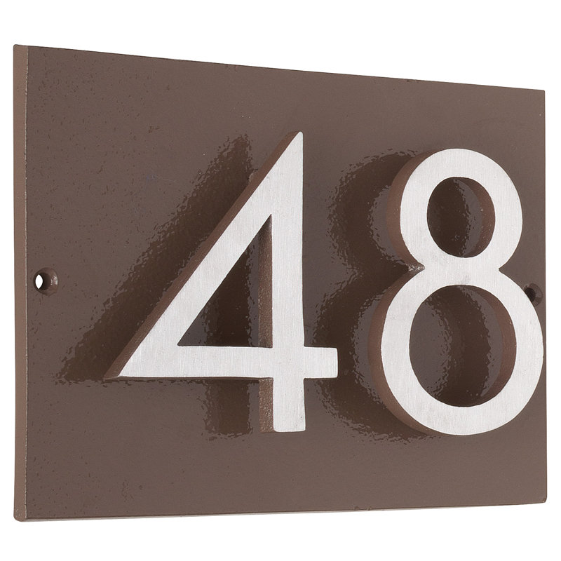 Plaque d’adresse murale sur 1 ligne flottante, Sable, Nickel satiné deux tons, Oui