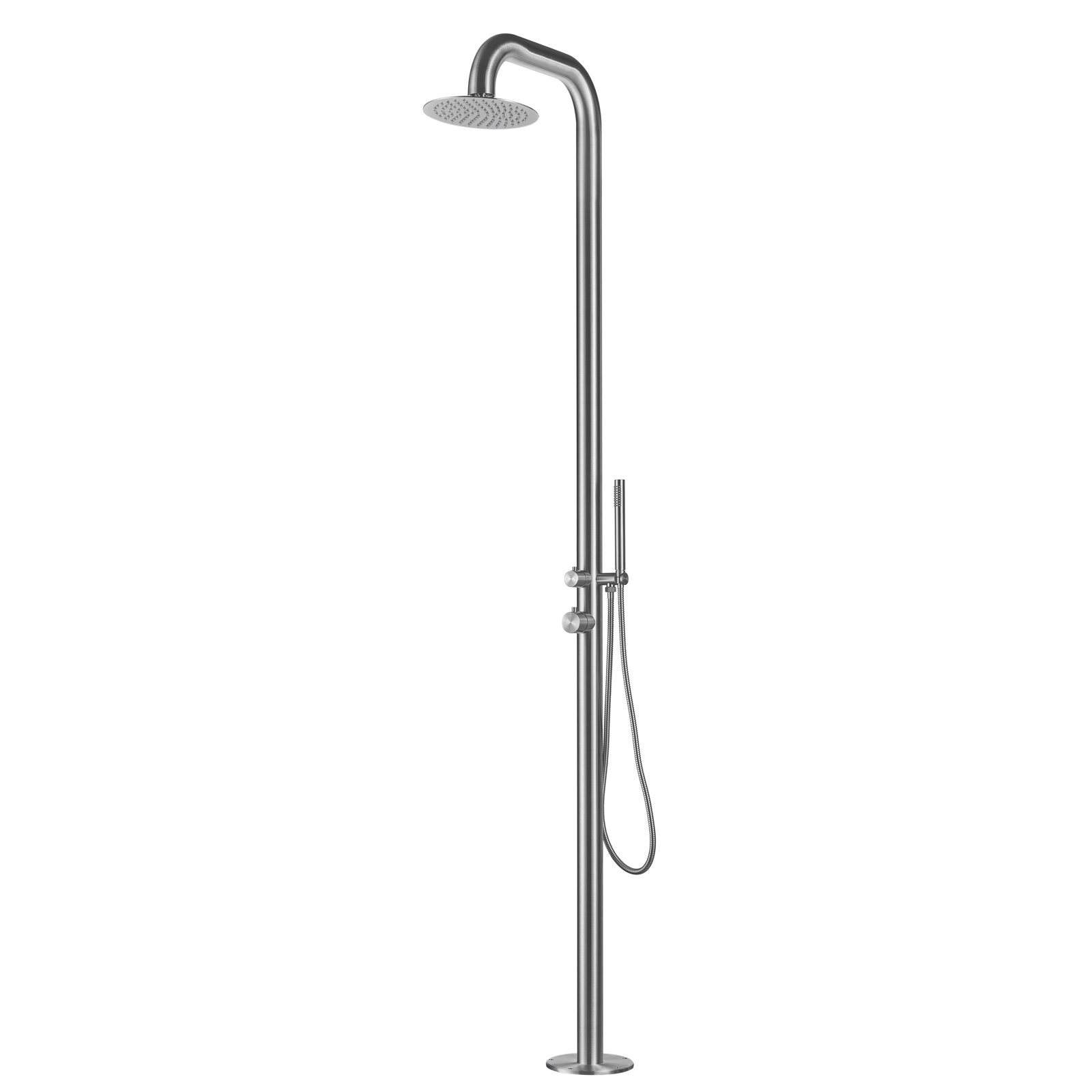 Stainless Steel Free Standing Outdoor Shower, Brushed