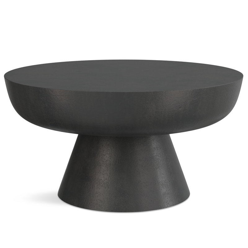 Goodlow 30"W Cast Aluminum Contemporary Round Coffee Table with Pedestal Base, Fully Assembled