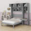 Lit escamotable mural avec bureau, armoire supérieure et tablettes de rangement, lit pliable peu encombrant-1140198202-1140198196