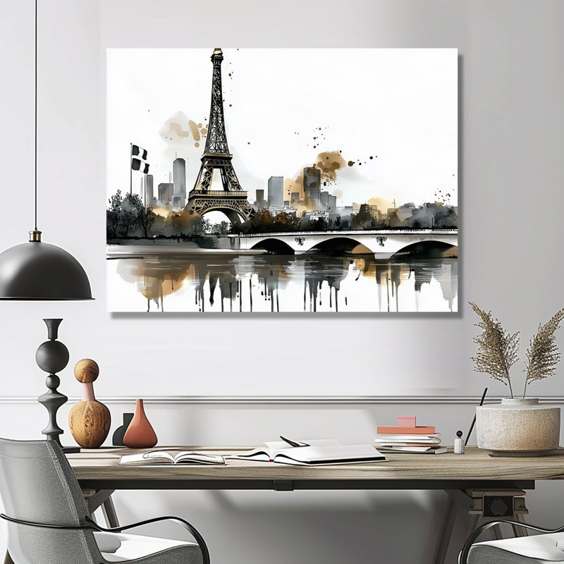 Abstrait Paris Eiffel Twilight Tower III - reproduction d'art traditionnelle en métal, France, décoration murale en métal