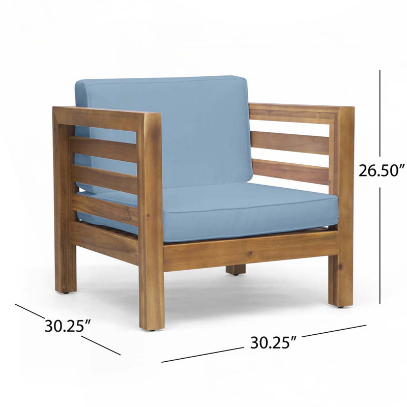 Fauteuil club d'extérieur en bois d'acacia, Marron clair, Pacanier