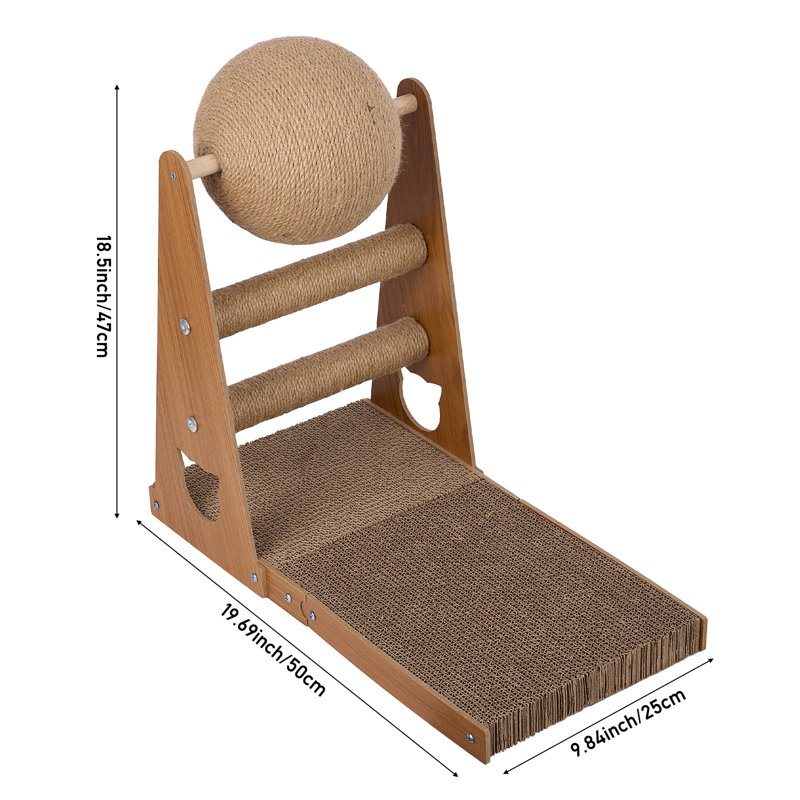 L-Shaped Cat Scratcher with Cat Scratching Ball
