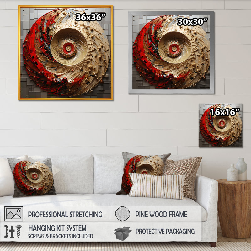 Ombret - spirales abstraites, art mural, Toile tendue, H 30 po x l 30 po x P 1 po