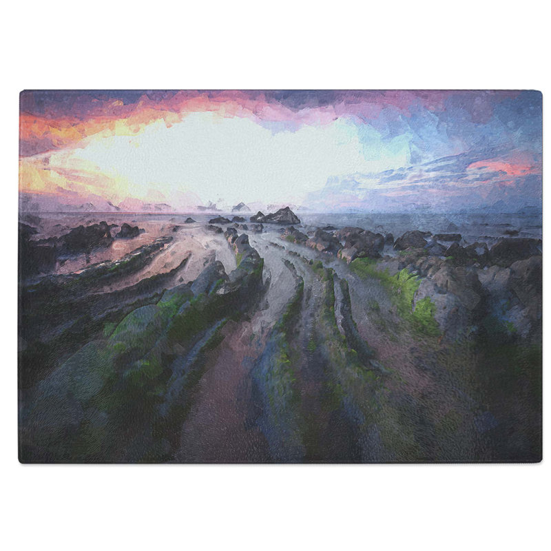 Glass Evening in Barrika Spain in Abstract Chopping Board, 39 cm W x 28.5 cm L